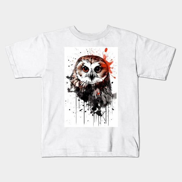 Northern Saw-Whet Owl Kids T-Shirt by TortillaChief